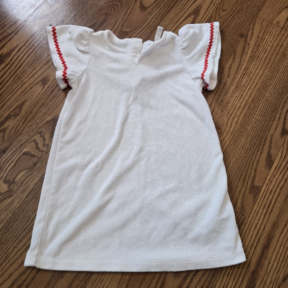 Janie and Jack White Dress Terry Cloth Coverup Beach Pool Swim Nautical Cotton 4